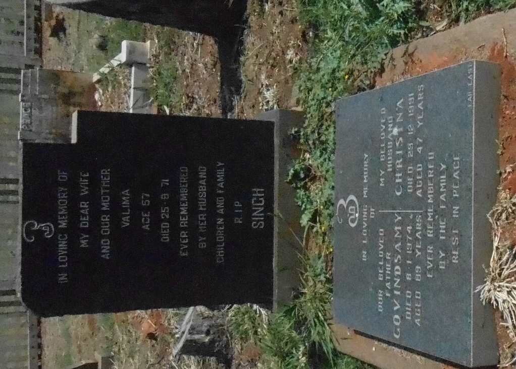 SINGH Valima -1971 :: SINGH Govindsamy -1974 :: SINGH Christna -1991