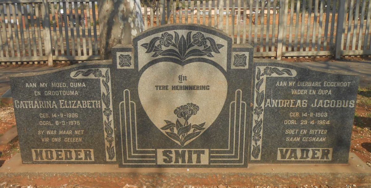 SMIT Andreas Jacobus 1903-1964 &amp; Catharina Elizabeth 1906-1975
