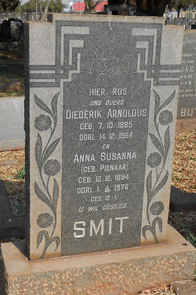 SMIT Diederik Arnoldus 1885-1964 &amp; Anna Susanna PIENAAR 1894-1976