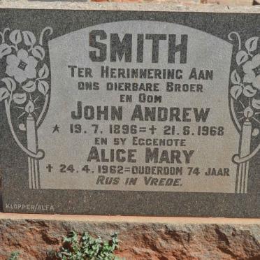 SMITH John Andrew 1896-1968 &amp; Alice Mary -1962
