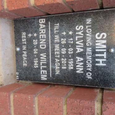 SMITH Barend Willem 1945- &amp; Sylvia Ann 1958-2018