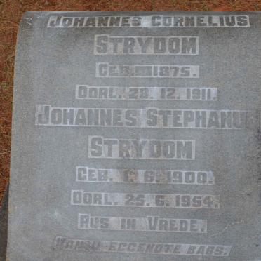 STRYDOM Johannes Cornelius 1875-1911 &amp; STRYDOM Johannes Stephanus 1900-1954