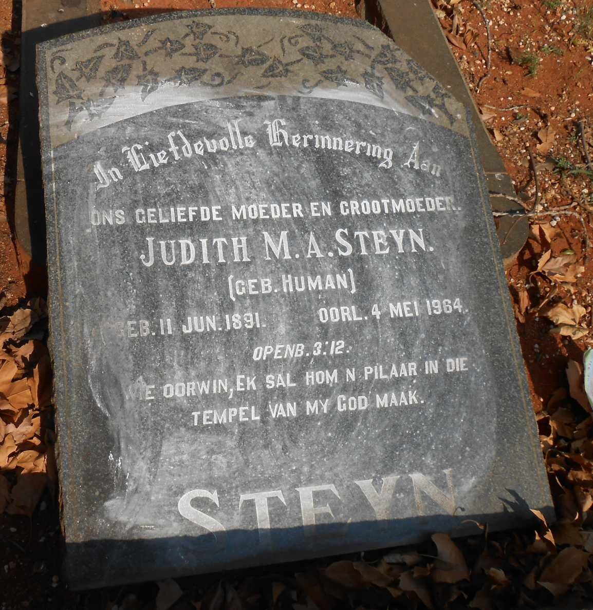 STEYN Judith M.A. nee HUMAN 1891-1964