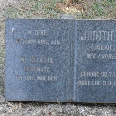 STADEN Judith F.S., van nee LOURENS 1925-1972