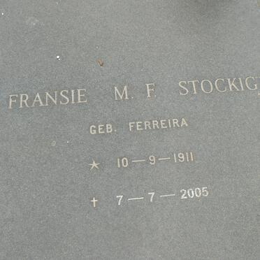 STOCKIGT M.F. nee FERREIRA 1911-2005