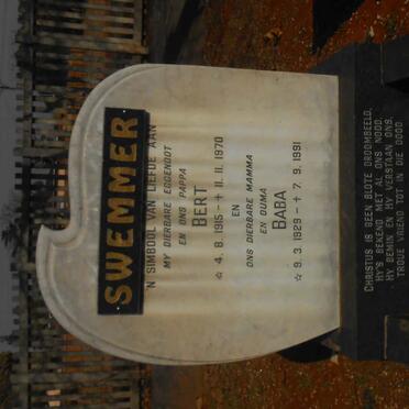 SWEMMER Bert 1915-1970 &amp; Baba 1929-1991