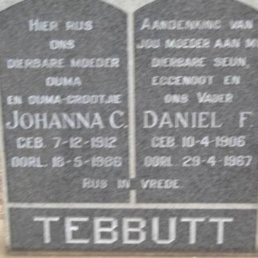 TEBBUTT Daniel F. 1906-1967 &amp; Johanna C. 1912-1986