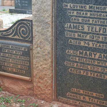 TELFORD James -1929 &amp; Mary Ann -1939 :: TELFORD James K. ? :: FERGUSON Hannah -1939