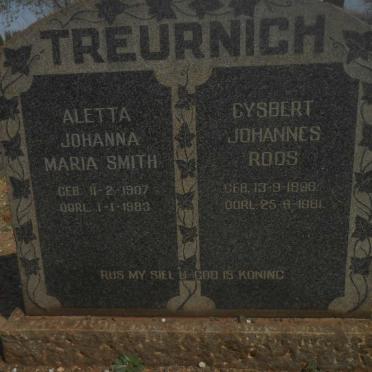 TREURNICH Gysbert Johannes Roos 1896-1961 &amp; Aletta Johanna Maria Smith 1907-1983