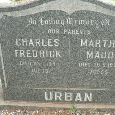 URBAN Charles Fredrick -1944 &amp; Martha Maud -1937