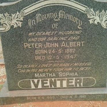 VENTER Peter John Albert 1882-1947 &amp; Martha Sophia 1889-1961