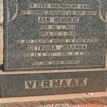 VERMAAK Jan Hendrik 1894-1958 &amp; Getruida Johanna 1897-1981