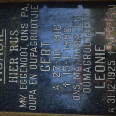 VISAGIE Gert 1916-1990 &amp; Leonie T. 1925-1991