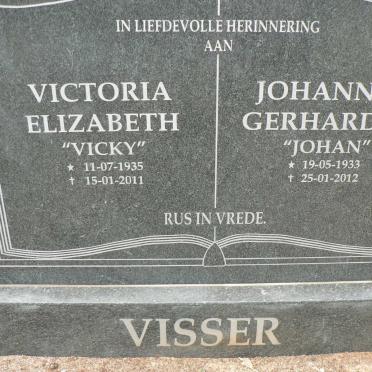 VISSER Johannes Gerhardus 1933-2012 &amp; Victoria Elizabeth 1935-2011