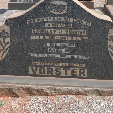 VORSTER Cornelius J. 1896-1952 &amp; Anna M. 1906-1992