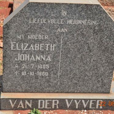 VYVER Elizabeth Johanna, van der 1885-1960