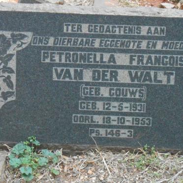 WALT Petronella Francois, van der nee GOUWS 1931-1953