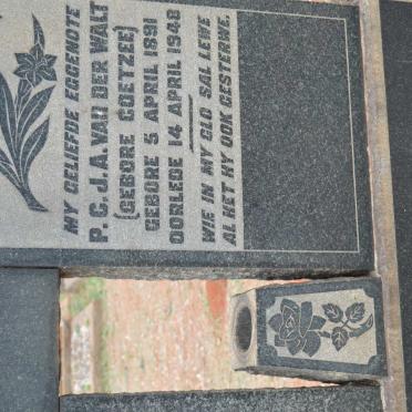 WALT P.C.J.A, van der nee COETZEE 1891-1948