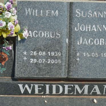 WEIDEMAN Willem Jacobus 1939-2005 &amp; Susanna Johanna Jacoba 1938-