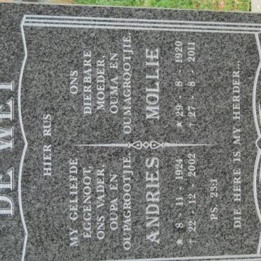 WET Andries, de 1924-2002 &amp; Mollie 1920-2011