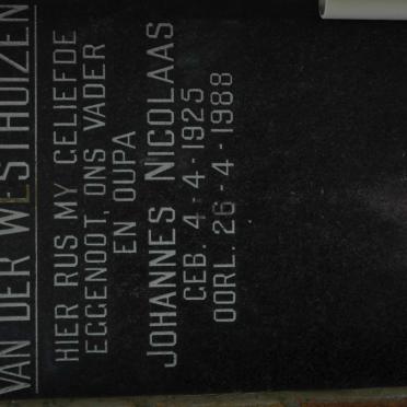 WESTHUIZEN Johannes Nicolaas, van der 1925-1988