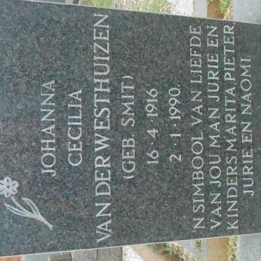 WESTHUIZEN Johanna Cecilia, van der nee SMIT 1916-1990