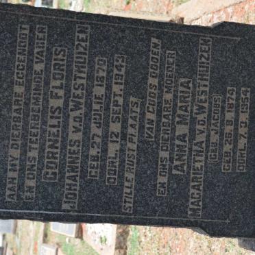 WESTHUIZEN Cornelis Floris Johannes, v.d. 1870-1943 &amp; Anna Maria Magarietha JACOBS 1874-1954