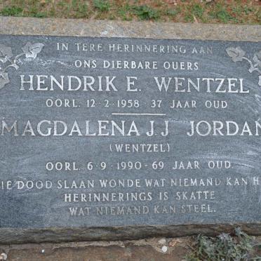 WENTZEL Hendrik E. -1958 &amp; Magdalena J.J. JORDAN nee WENTZEL -1990