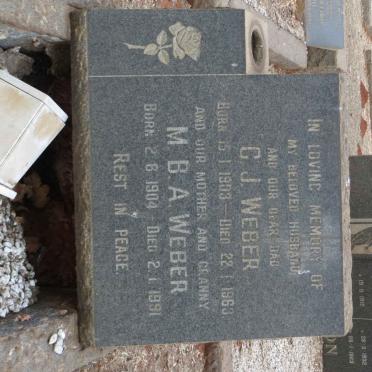 WEBER C.J. 1903-1963 &amp; M.B.A. 1904-1991