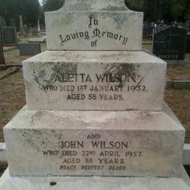 WILSON John -1957 &amp; Aletta -1932