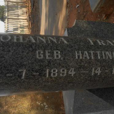 WOLMARANS Johanna Francina HATTINGH 1894-1963