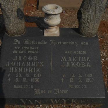 WYK Jacob Johannes Hendrik, van 1917-1966 &amp; Martha Jakoba 1919-1967