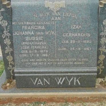 WYK Izak Gerhardus, van 1893-1967 &amp; Francina Johanna voorheen BROEKHUIZEN nee FERREIRA 1879-1957