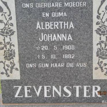 ZEVENSTER Albertha Johanna 1908-1982