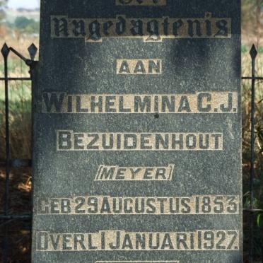 BEZUIDENHOUT Wilhelmina C.J. nee MEYER 1853-1927
