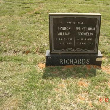 RICHARDS George William 1916-1999 &amp; Wilhelmina Cornelia 1915-2005