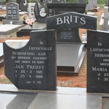 BRITS Jan Preuyt 1921-1988 &amp; Maria Elizabeth 1921-2004