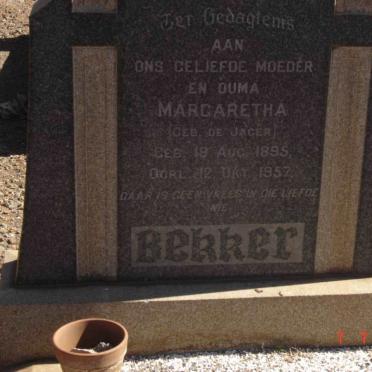 BEKKER Jacobus Petrus 1892-1951 &amp; Margaretha DE JAGER 1895-1957