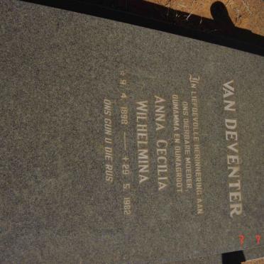 DEVENTER Anna Cecilia Wilhelmina, van 1898-1982