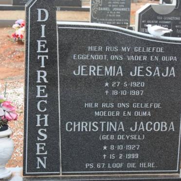 DIETRECHSEN Jeremia Jesaja 1920-1987 &amp; Christina Jacoba DEYSEL 1927-1999