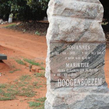 HOOGENBOEZEM Johannes 1930-2004 &amp; Maria Elizabeth DU PLESSIS 1930-