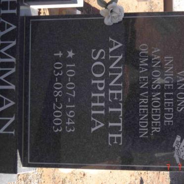 HAMMAN Annette Sophia 1943-2003