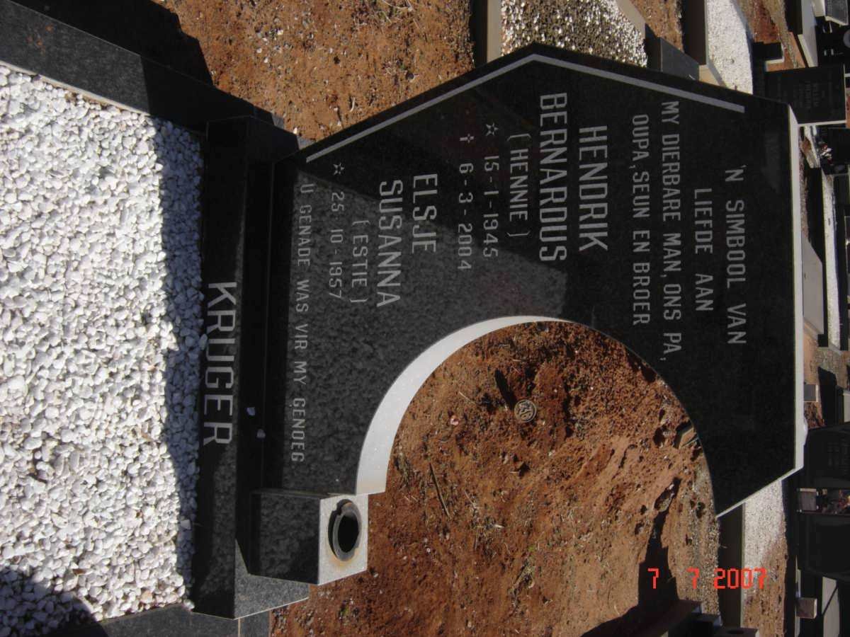 KRUGER Hendrik Bernardus 1945-2004 &amp; Eljse Susanna -1957