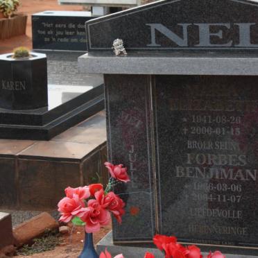 NEL Maria Elizabeth 1941-2006 :: NEL Forbes Benjiman 1966-2004