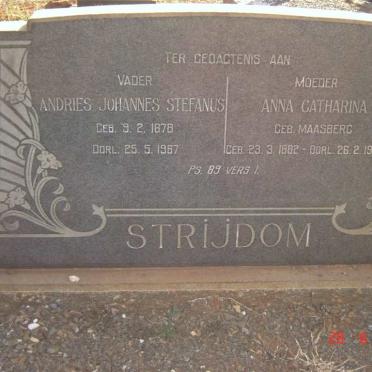 STRIJDOM Andries Johannes Stefanus 1878-1967 &amp; Anna Catharina MAASBERG 1882-1969
