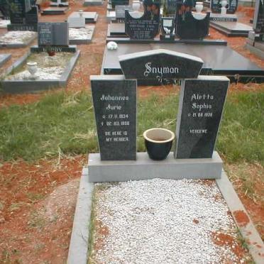 SNYMAN Johannes Jurie 1934-1996 &amp; Aletta Sophia 1938-