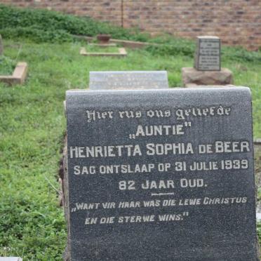BEER Henrietta Sophia, de -1939 