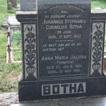 BOTHA Johannes Stephanus Cornelius -1937 &amp; Anna Maria Jacoba THOMSON 1901-1981