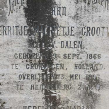 GROOTVELD Gerritje Magrietje nee V. DALEN 1866-1897 :: GROOTVELD Hebelina Maria 1895-1896