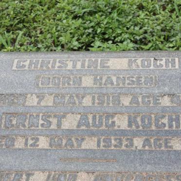 KOCH Ernst Aug. ?-1933 &amp; Christine nee HANSEN ?-1918